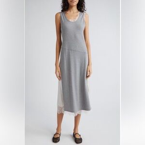 3.1 Phillip Lim Lace Trim Satin & Rib Midi Tank Dress